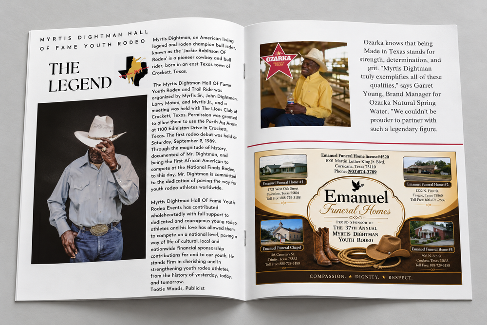 Myrtis Dightman souvenir booklet inside spread mockup